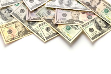 beyaz bitti izole dolarlık banknotlar