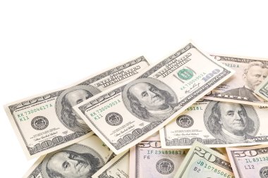 beyaz bitti izole dolarlık banknotlar