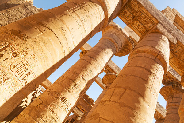 Pillars of the Great Hypostyle Hall in Karnak Temple