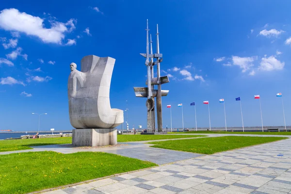 Joseph conrad monument in gdynia op Baltische Zee — Stockfoto