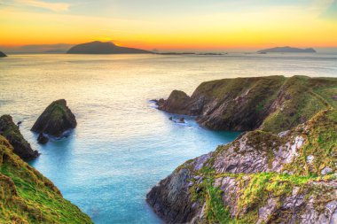 Sunset dunquin defne dingle Yarımadası üzerinde