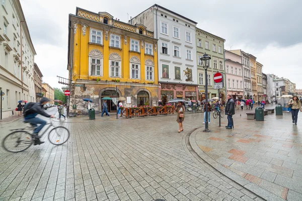 Krakow, Polonya tarihi kentin ana Pazar Meydanı — Stok fotoğraf