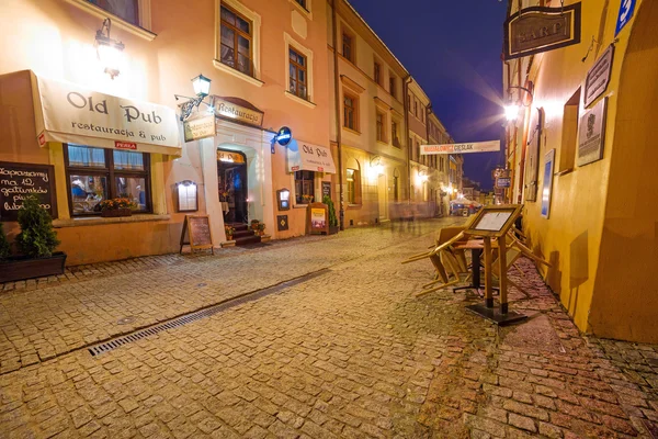 Lublin staré město v noci, Polsko — Stock fotografie