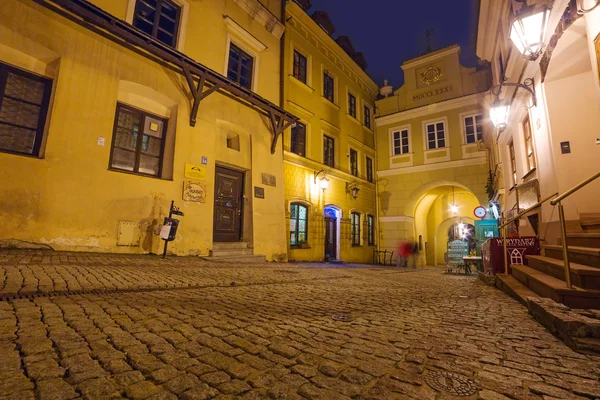 Lublin staré město v noci, Polsko — Stock fotografie