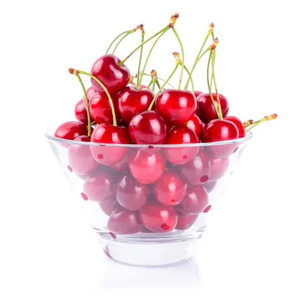 Cherries in the bowl over white — Stock Photo, Image