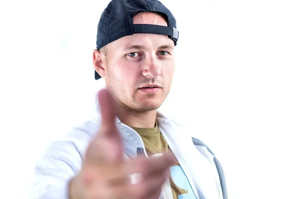 Portrait of young man in sport hat — Stock Photo, Image