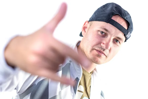 Portrait of young man in sport hat — Stock Photo, Image