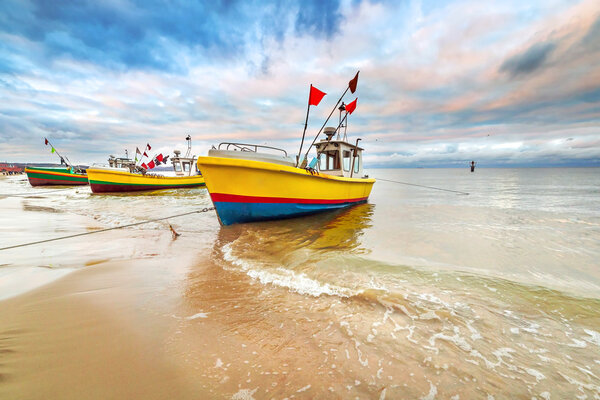 Fishing boats on the beach of Baltic Sea