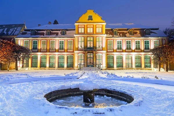 Winter landschap van abten paleis in besneeuwde park van gdansk — Stockfoto