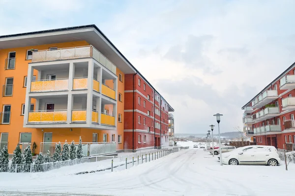 Snowy street after winter attack — Stock Photo, Image