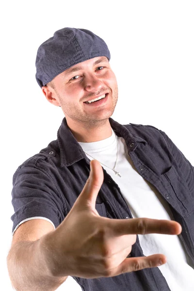 Portrait of young man in hat — Stock Photo, Image