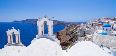santorini Adası oia şehrin beyaz mimarisi