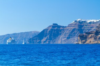 yüksek volkanik cliff, santorini Adası