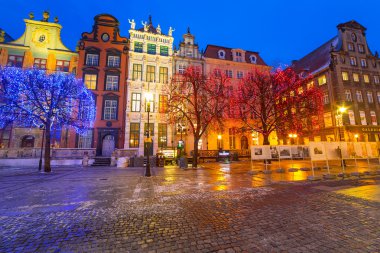 Old town of Gdansk at night clipart