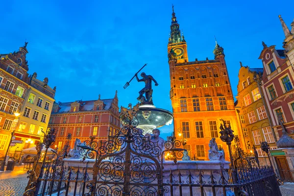 Fontaine de Neptune dans la vieille ville de Gdansk — Photo