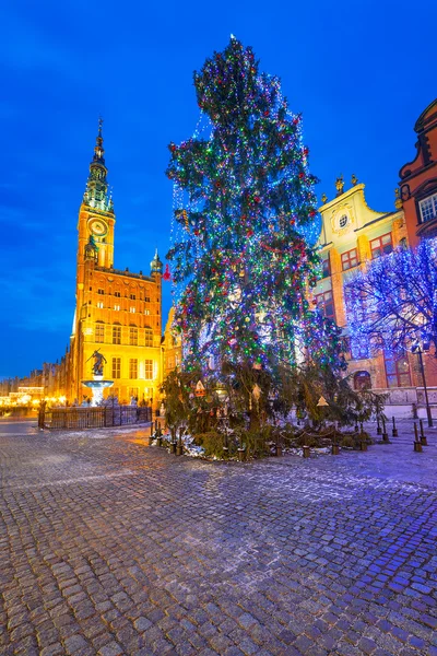 Casco antiguo de Gdanks con árbol de Navidad — Foto de Stock