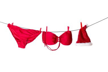 seksi Noel Baba Yardımcısı kırmızı bikini kurutma