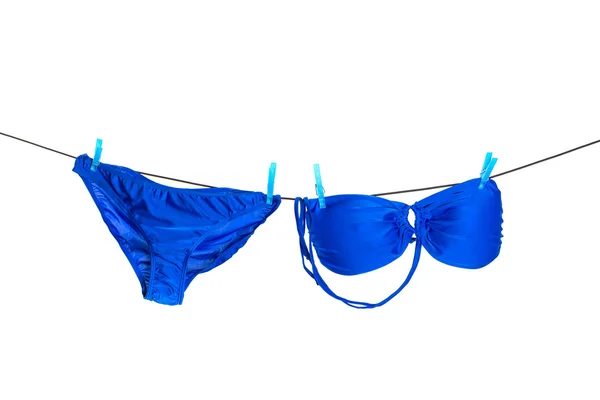 Torkning blå bikini — Stockfoto