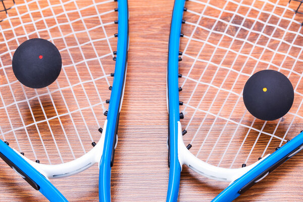 Squash rackets and balls