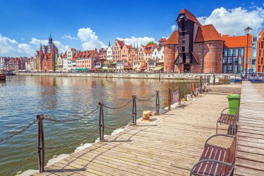 Ortaçağ port vinç Gdansk motlawa Nehri üzerinde