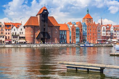 Ortaçağ port vinç Gdansk motlawa Nehri üzerinde
