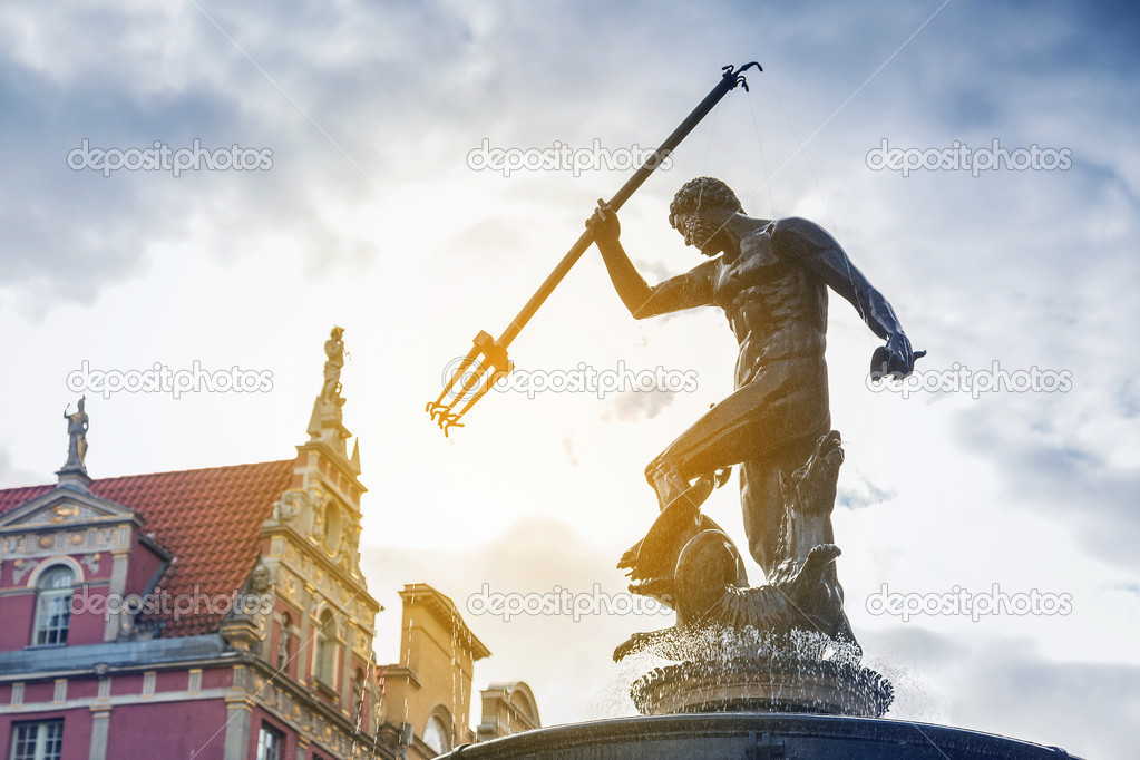 Famous Neptune fountain in Gdansk