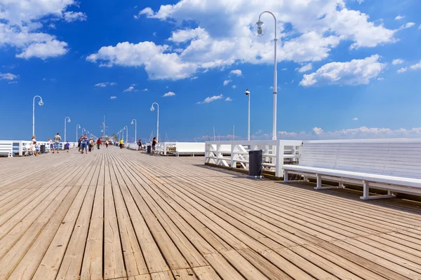 People on Sopot molo at Baltic Sea, Poland — Stock Photo, Image