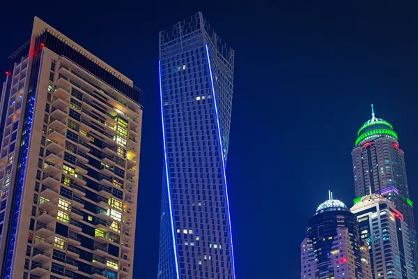 Mrakodrapy dubai Marina v noci — Stock fotografie