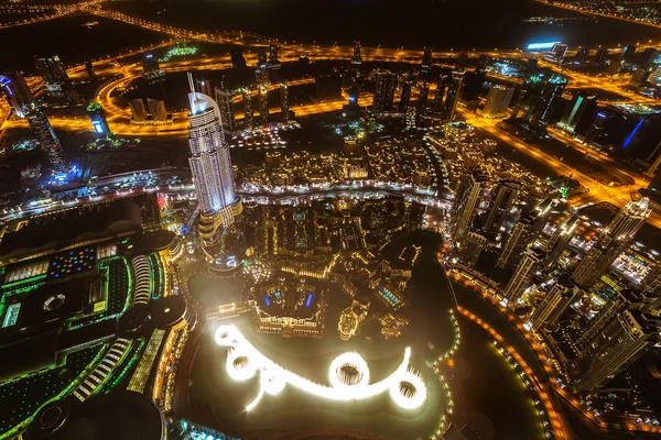 Panorama of city centre in Dubai at night, UAE — Stock Photo, Image