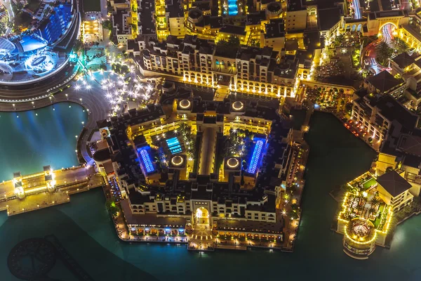Panorama van het centrum van de stad in Dubai's nachts, Uae — Stockfoto