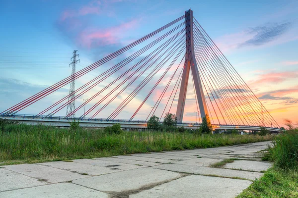 Pont suspendu par câble à Gdansk — Photo