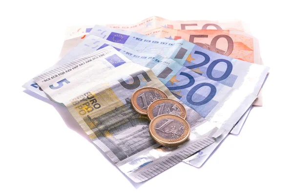 Euro coins and banknotes — Stock Photo, Image