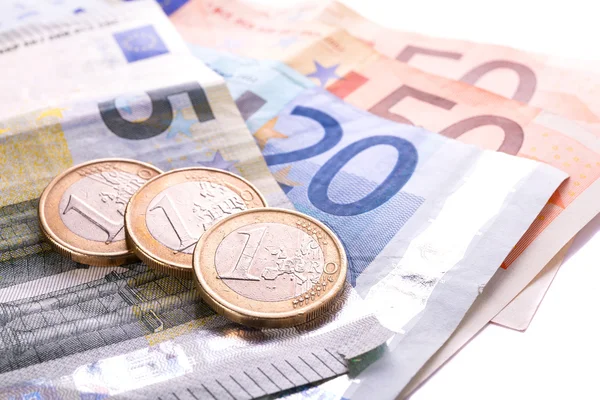 Euro coins and banknotes — Stock Photo, Image