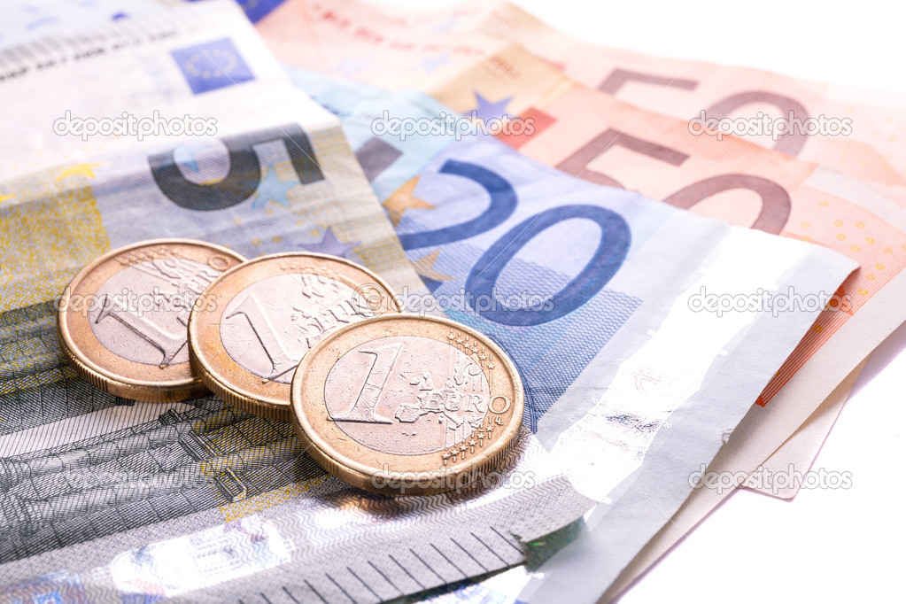 Euro coins and banknotes