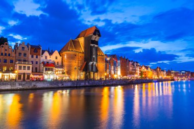 Gdansk at night in Poland clipart