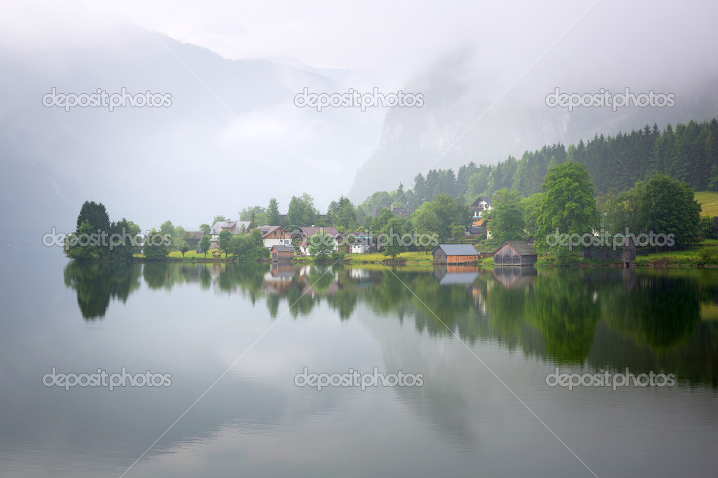 Hallstatter Lake in Alps mountains