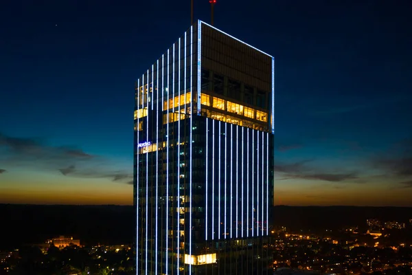 Gdansk Polônia Setembro 2021 Olivia Star Skyscraper Gdansk Oliwa Night — Fotografia de Stock