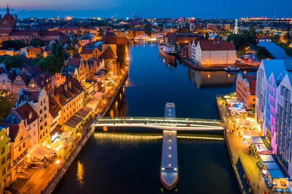 Flyglandskapet Gamla Stan Gdansk Skymningen Polen — Stockfoto