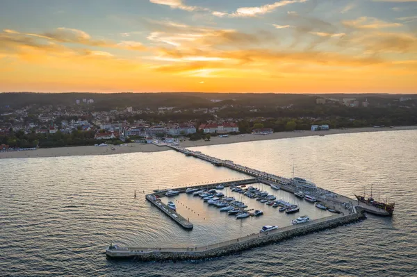 Molo Pier Baltic Sea Sopot Sunset Poland — Stock Photo, Image