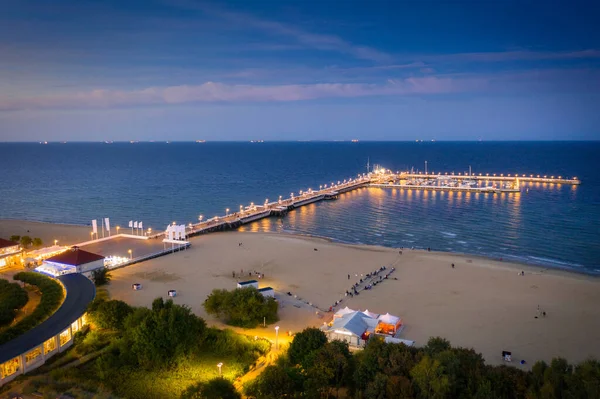 Molo Pier Der Ostsee Sopot Bei Sonnenuntergang Polen — Stockfoto