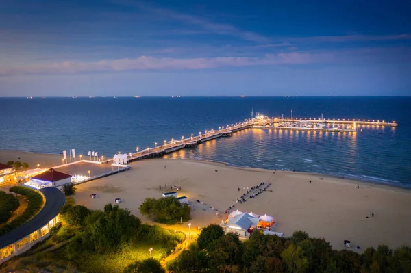 Molo Pier Baltic Sea Sopot Sunset Poland — Stock Photo, Image