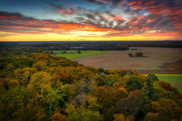 Autumnal Landscape Tuchola Forest Sunset Poland — Stock Photo, Image