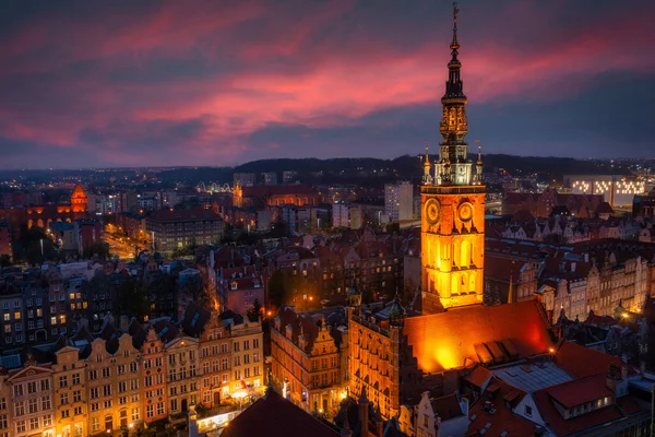 Beautiful Architecture Old Town Gdansk Dusk Poland — Stock Photo, Image