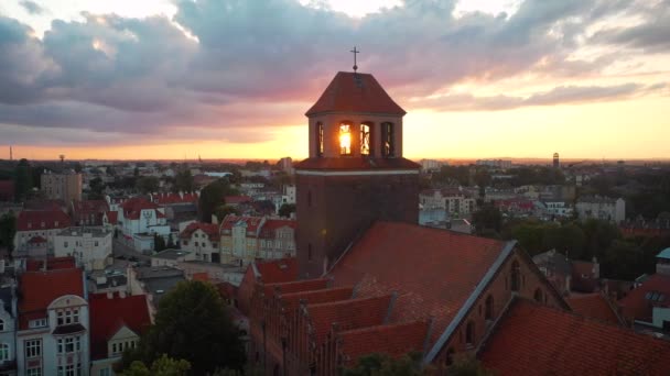 Bellissimo Paesaggio Tczew Vicino Fiume Vistola Tramonto Polonia — Video Stock