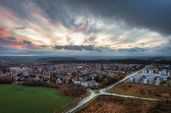 Prachtige Zonsondergang Boven Het Rotmanka Dorp Polen — Stockfoto