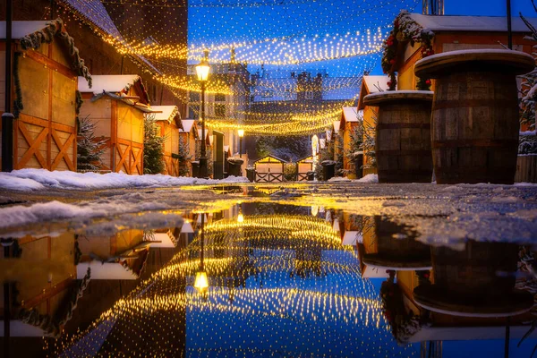 Schöner Weihnachtsmarkt Der Danziger Altstadt Morgengrauen Polen — Stockfoto