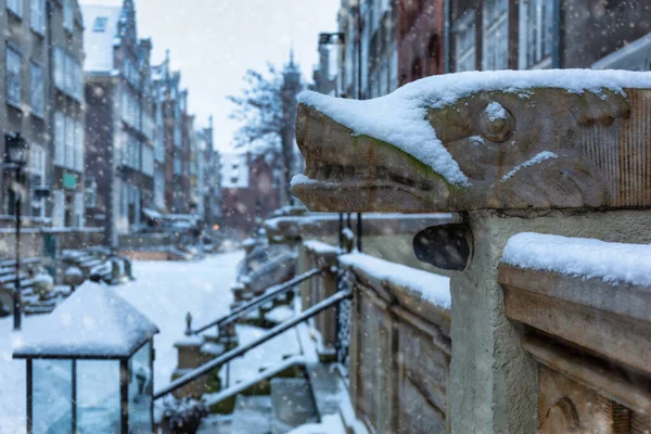 Schöne Mariacka Straße Danzig Verschneiten Winter Polen — Stockfoto