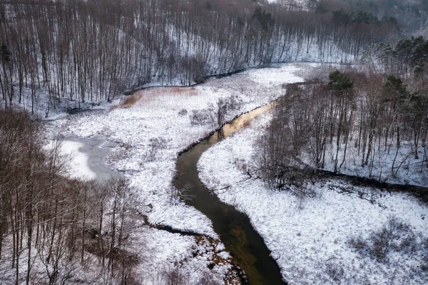 Winter Scenery Radunia River Meanders Kashubia Poland — Stock Fotó