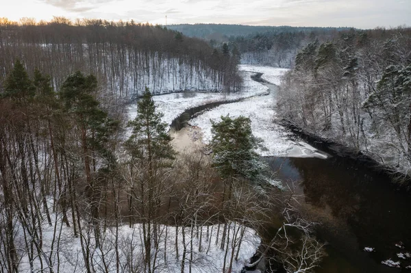 Winter Scenery Radunia River Meanders Kashubia Poland — Stock Fotó