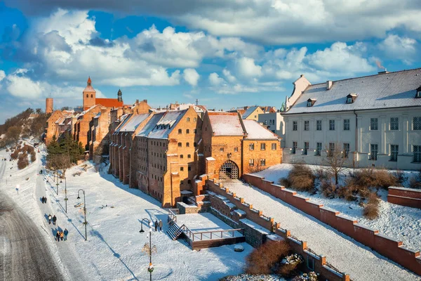 Granáty Města Grudziadz Řeky Visly Sněhové Zimě Polsko — Stock fotografie